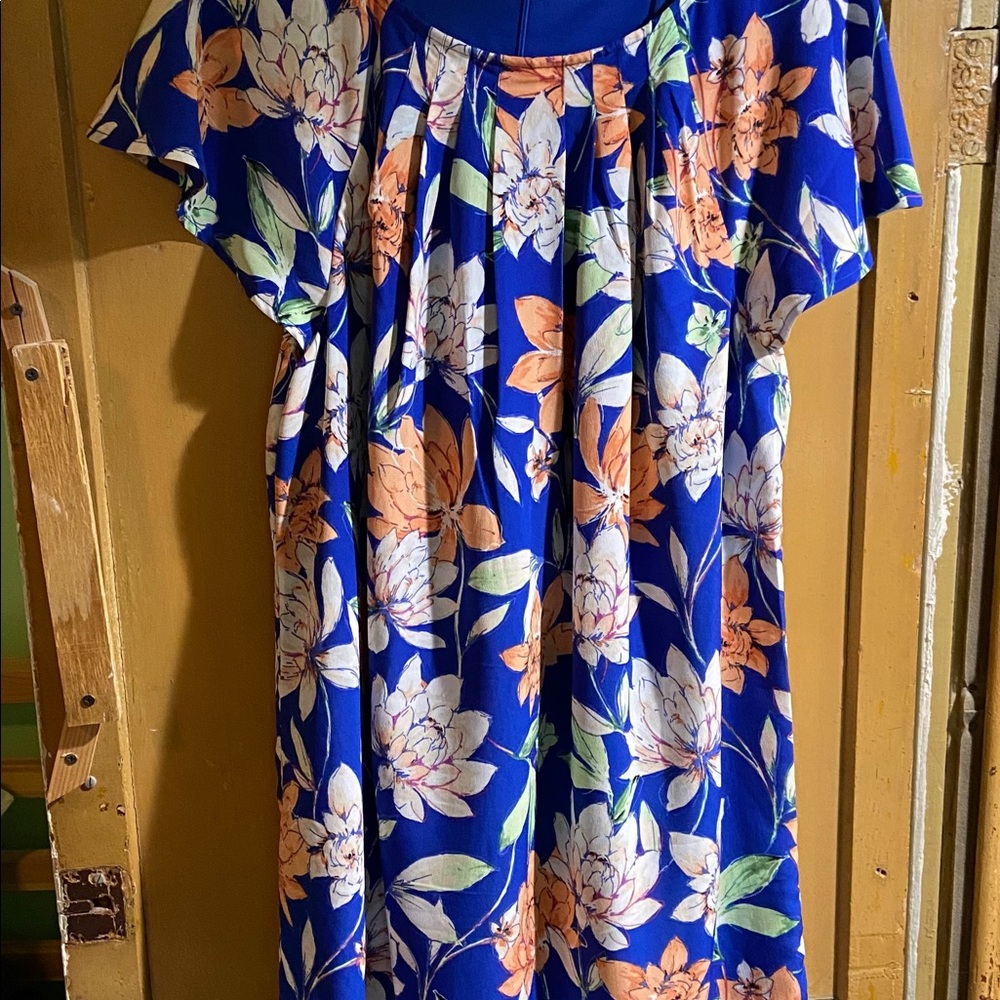 Tropical print Midi dress